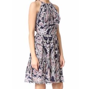 L’Agence Paisley Alyse Silk Tiered Trapeze A-Line Dress